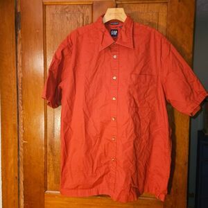 GAP Men's Burnt Orange XL Short Sleeve Button Up‎ Casual Dress Shirt Lightweight